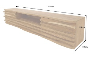 COMODA TV RELIEF 200CM, REALIZATA DIN LEMN MASIV DE SALCAM, MONTAJ PE PERETE, CULOARE NATUR, INVICTA INTERIOR - Img 7