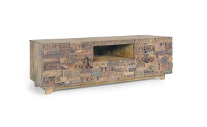 COMODA TV ROMA 180CM, REALIZATA DIN LEMN DE MANGO SI METAL, CULOARE NATUR, GINER Y COLOMER