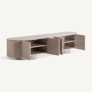 COMODA TV SINGEN 220CM, REALIZAT DIN MDF, FURNIR, STIL CONTEMPORAN, FINISAJ CREM, VICAL HOME - Img 3