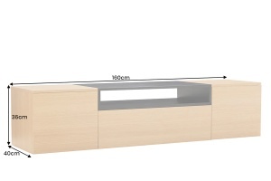 COMODA TV SUSPENDATA LOFT 160CM, REALIZATA DIN MDF SI FURNIR STEJAR, CULOARE NEGRU/NATUR, ARTIM GROUP SELECTION - Img 2