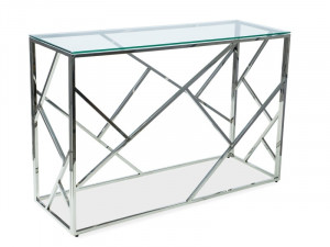 CONSOLA ESCADA C, 120 CM, TRANSPARENT/CROM, BLAT DIN STICLA SECURIZATA SI CADRU DIN METAL, STIL MODERN