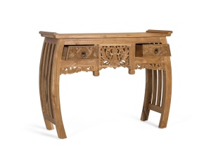 CONSOLA GUBBIO 100CM, REALIZATA DIN LEMN DE TEC, REALIZATA MANUAL, CULOARE NATUR, GINER Y COLOMER - Img 3