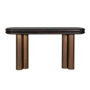 CONSOLA MACARON NEGRU RUSTIC, 7710, CONFECTIONATA DIN METAL SI LEMN DE STEJAR, STIL MODERN - Img 2