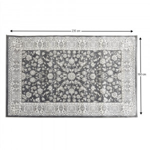 Covor 160x235 cm, gri închis/model flori, AZIR, 0000206662