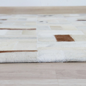 Covor de lux din piele, alb/gri/maro, patchwork, 120x180, PIELE DE VITĂ TIP 1, 0000188798 - Img 2