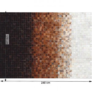 Covor de lux din piele, alb/maro/negru, patchwork, 170x240, PIELE DE VITĂ TYP 7, 0000188793 - Img 7