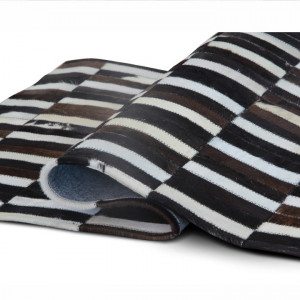 Covor de lux din piele, maro/negru/alb, patchwork, 171x240, PIELE DE VITĂ TIP 6, 0000188855 - Img 3