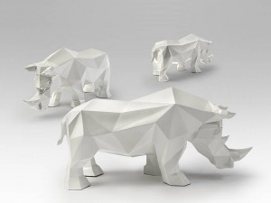 DECORATIUNE - FUTURE RHINO- IN ALB, 47CM, STIL EXCLUSIVIST, COD 567718 - Img 3