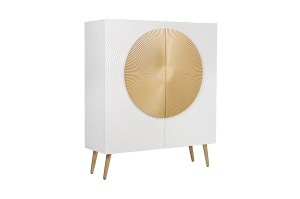 DULAP /BUFET LIVING AURUM 120CM, REALIZAT DIN LEMN DE MANGO SI PICIOARE DIN METAL, CULOARE ALB/AURIU