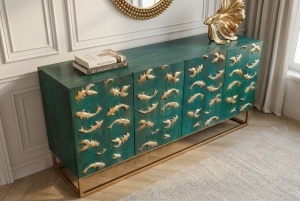 DULAP/BUFET LIVING, GOLDEN LAGOON 180CM, REALIZAT DIN LEMN DE MANGO 3D SI METAL, CULOARE TURCOAZ, ARTIM GROUP SELECTION - Img 5
