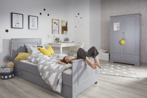 DULAP CU 2 USI PENTRU CAMERA BEBELUS INES GRI DESIGN CLASIC BA