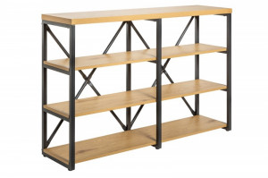 DULAP CU RAFTURI 110CM, STUDIO, DIN METAL SI MDF, CULOAREA STEJARULUI - Img 8