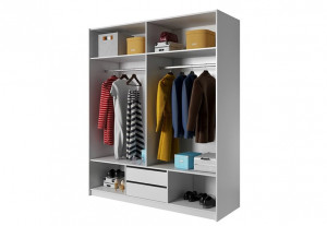 DULAP DORMITOR CU LED XELO 185 ALB/STEJAR AURIU DESIGN SCANDINAV LSK - Img 3