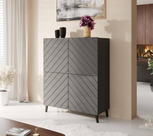 DULAP ELEGANT, ABETTO 100CM, DIN PLACI LAMINATE SI MDF, GRI, DESIGN MODERN - Img 2