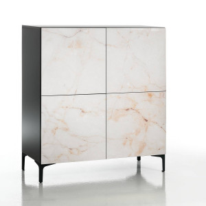 DULAP LIVING 125CM, KIM ALABASTRO, DIN PANOURI MELAMINATE, DESIGN MODERN
