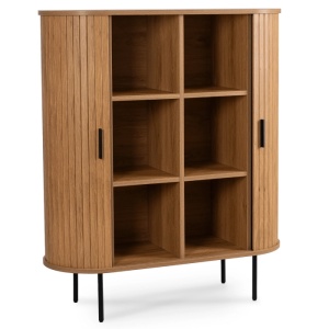 DULAP LIVING, ARTIM MEBLE, CU 2 USI GLISANTE, REALIZAT DIN MDF SI METAL, CULOARE STEJAR, STIL MODERN - Img 3