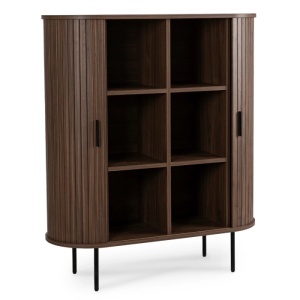 DULAP LIVING, ARTIM MEBLE, CU 2 USI GLISANTE, REALIZAT DIN MDF SI METAL, CULOARE NUC, STIL MODERN - Img 4