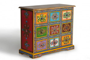 DULAP LIVING BERRY 70CM, MULTICOLOR, LEMN DE MANGO SI MDF, GINER Y COLOMER - Img 2