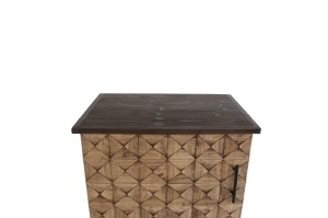 DULAP LIVING DEOSEBIT, BODEGA 90CM, REALIZAT DIN LEMN DE PIN SI METAL, CULOARE MARO ANTICHIZAT/NATUR, ARTIM GROUP - Img 6