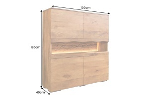 DULAP LIVING GRAND MANGO 120CM, REALIZAT DIN LEMN DE MANGO, LED CU TELECOMANDA, CULOARE NATUR/MARO - Img 4