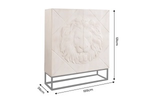 DULAP LIVING LION 120CM, REALIZAT DIN METAL SI LEMN DE MANGO 3D, DE CULOARE CREM/NEGRU - Img 2