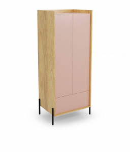 DULAP MODULAR MOBIUS 2D, CU PICIOARE, ROZ ANTIC/NATUR, 179X78 CM, DIN PAL MELAMINAT, STIL MODERN