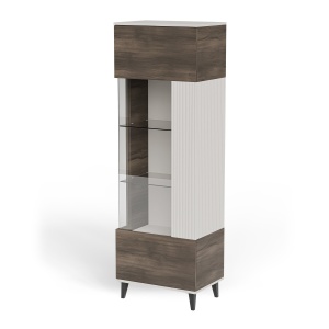 DULAP/VITRINA RANDOM 2 W-1, 182X60 CM, CASMIR/NUC/NEGRU, DIN MDF FURNIRUIT, STICLA, POLIPROPILENA SI METAL, STIL MODERN - Img 3