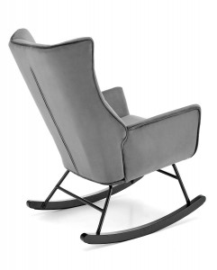 FOTOLIU BALANSOAR BAZALTO, GRI/NEGRU, TAPITERIE DIN CATIFEA SI PICIOARE DIN METAL SI LEMN MASIV, STIL MODERN - Img 6