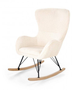 FOTOLIU BALANSOAR LIBERTO 2, CREM/NEGRU/NATURAL, TAPITERIE BOUCLE SI PICIOARE DIN METAL SI LEMN MASIV, STIL MODERN - Img 2