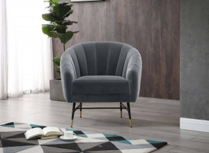FOTOLIU BRITNEY, GRI/NEGRU/AURIU, TAPITERIE DIN CATIFEA SI PICIOARE DIN METAL, STIL MODERN