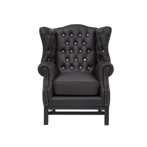FOTOLIU CHESTERFIELD, DIN LEMN SI PIELE NATURALA, CULOARE NEAGRA, ARTIM SELECTION - Img 7