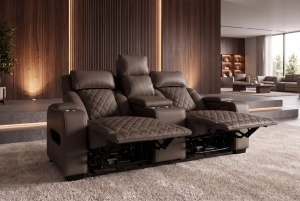 FOTOLIU CINEMA 2 LOCURI HOLLYWOOD, REGLABIL ELECTRIC, REALIZAT DIN PIELE ECO, CULOARE MARO, INVICTA INTERIOR - Img 4