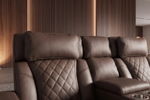 FOTOLIU CINEMA 2 LOCURI HOLLYWOOD, REGLABIL ELECTRIC, REALIZAT DIN PIELE ECO, CULOARE MARO, INVICTA INTERIOR - Img 14