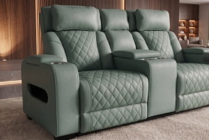 FOTOLIU CINEMA 2 LOCURI HOLLYWOOD, REGLABIL ELECTRIC, REALIZAT DIN PIELE ECO, CULOARE VERDE SALVIE, INVICTA INTERIOR - Img 5