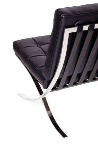 FOTOLIU CONFORTABIL BARCELON PRESTIGE PLUS, NEGRU/CROM, DIN PIELE NATURALA SI METAL, STIL MODERN - Img 6