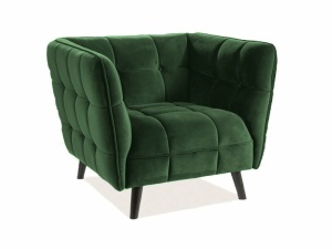 FOTOLIU CONFORTABIL CASTELLO 1, VERDE BLUVEL 78/WENGE, TAPITERIE DIN CATIFEA SI PICIOARE DIN LEMN