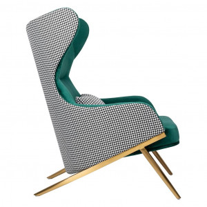 FOTOLIU CONFORTABIL HAMPTON, ALB/NEGRU/VERDE/AURIU, TAPITAT IN CATIFEA, STIL MODERN - Img 4