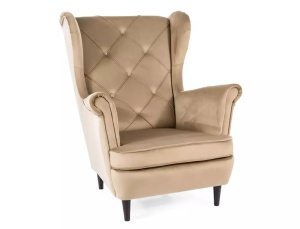 FOTOLIU CONFORTABIL LADY, BEJ BLUVEL 28/WENGE, TAPITERIE DIN CATIFEA SI PICIOARE DIN LEMN