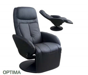 FOTOLIU CONFORTABIL OPTIMA, NEGRU, TAPITERIE DIN PIELE ECOLOGICA, CU FUNCTIE DE RABATARE, STIL MODERN