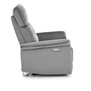 FOTOLIU CONFORTABIL SEMIR, GRI, TAPITERIE DIN CATIFEA, CU FUNCTIE DE RABATARE SI PORT USB, STIL MODERN - Img 5