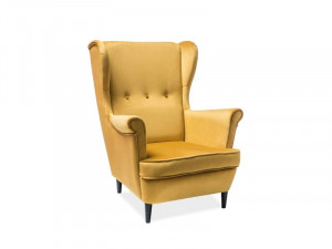 FOTOLIU CONFORTABIL STIL LORD, CURRY BLUVEL 68/WENGE, TAPITERIE DIN CATIFEA SI PICIOARE DIN LEMN