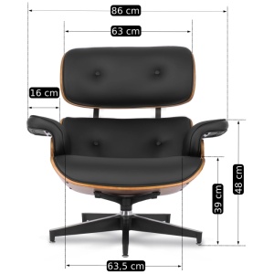 FOTOLIU CU TABURET, ARTIM, NEGRU/NATUR, MATERIAL LEMNOS, METAL SI PIELE ECO, STIL MODERN - Img 8