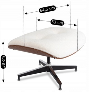 FOTOLIU CU TABURET LOUNGE, ARTIM, ALB BOUCLE, MATERIAL LEMNOS SI TEXTIL, STIL MODERN - Img 10