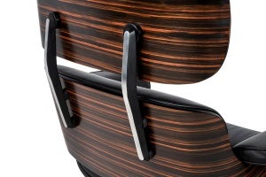 FOTOLIU CU TABURET LOUNGE , PIELE NATURALA ITALIANA SI LEMN DE FRASIN, CULOARE NEGRU/ABANOS, STIL EAMES - Img 5