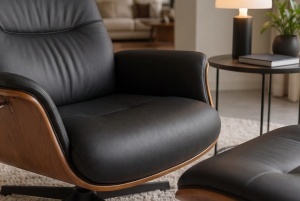 FOTOLIU ELEGANT DE RELAXARE ROTATIV, CU SPATAR REGLABIL, VOGUE, DIN METAL, FURNIR SI PIELE ECO, CULOARE MARO/NEGRU, INVICTA INTERIOR - Img 3