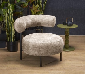 FOTOLIU HAZARD, BEJ/NEGRU, TAPITERIE DIN STOFA SI PICIOARE DIN METAL, STIL MODERN