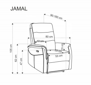 FOTOLIU JAMAL, BEJ, TAPITERIE DIN STOFA, CU FUNCTIE DE RABATARE SI PORT USB, STIL MODERN - Img 4