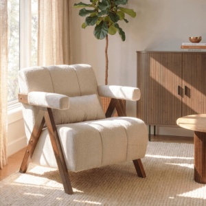 FOTOLIU LIVING RENATO, REALIZAT DIN LEMN SI TEXTIL, CULOARE BEJ/NUC, ARTIM MEBLE - Img 2