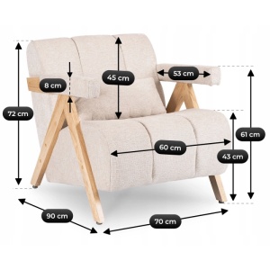 FOTOLIU LIVING RENATO, REALIZAT DIN LEMN SI TEXTIL, CULOARE BEJ/STEJAR, ARTIM MEBLE - Img 11