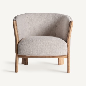 FOTOLIU NARA 34874, BEJ SI NATURAL, CONFECTIONAT DIN LEMN DE STEJAR SI TEXTIL, STIL MODERN